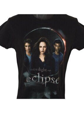 Twilight Saga T Shirt Womens Size Large Black Eclipse Bella Edward Jacob